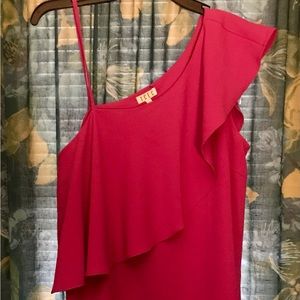 TCEC Hot Pink Ruffle One Shoulder Dress Size L
